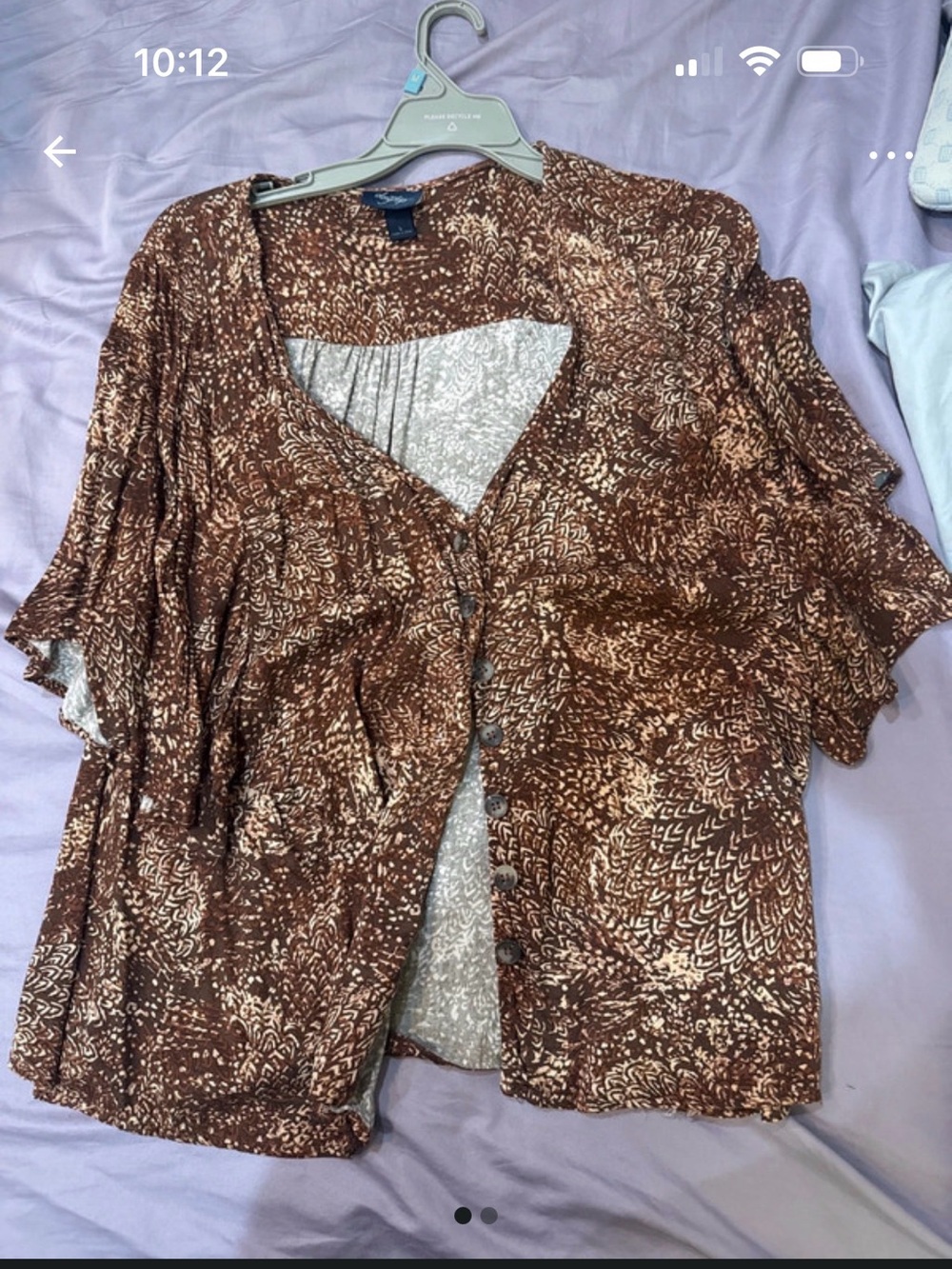 Daytrip Brown Printed Button-Front Blouse